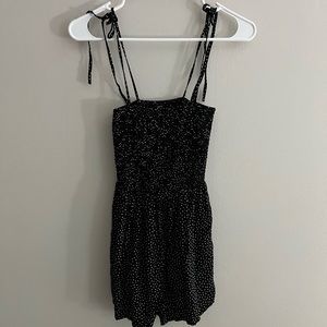 Forever 21 black and white polka dot romper with tie straps